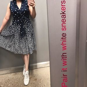 Anne Klein Polka Dots Wrap Pleated Flare Dress 2